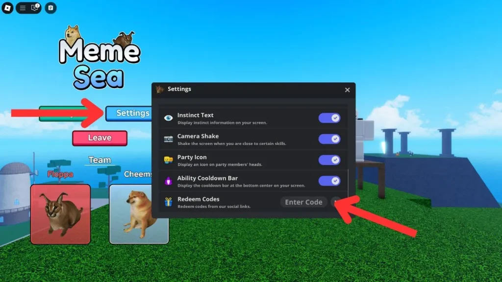 redimir los códigos de mar de meme Roblox