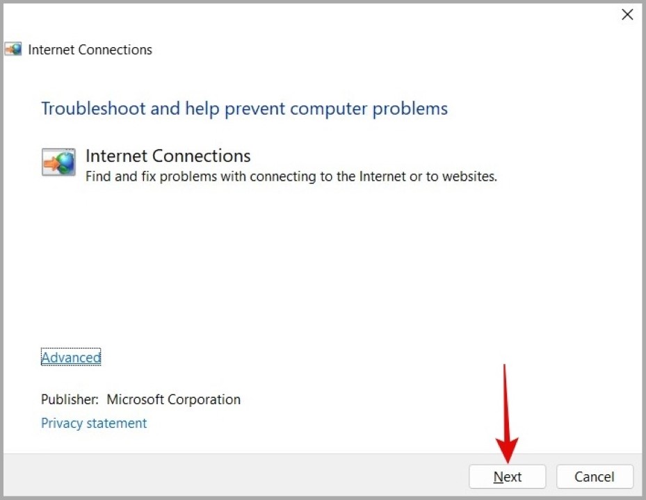 Ejecute el solucionador de problemas de red en Windows 11