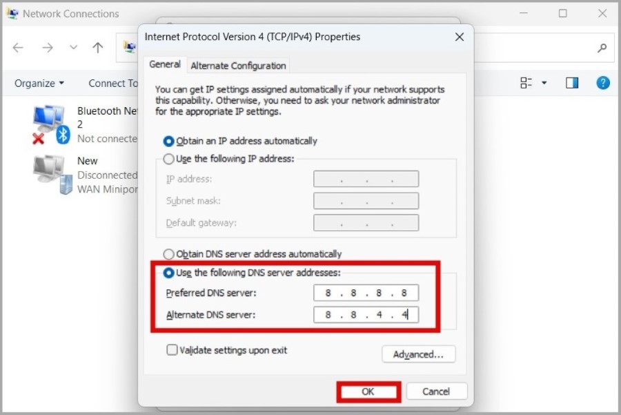 Cambiar el servidor DNS en Windows 11
