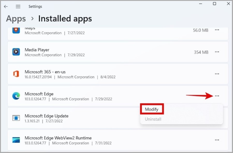 Modificar Microsoft Edge en Windows 11