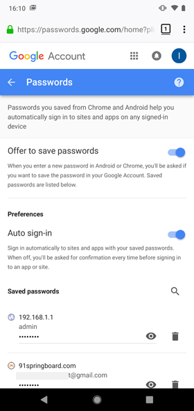 Cómo verificar la contraseña guardada en Chrome Mobile-