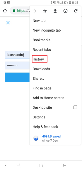 Cómo verificar la contraseña guardada en el historial móvil de Chrome