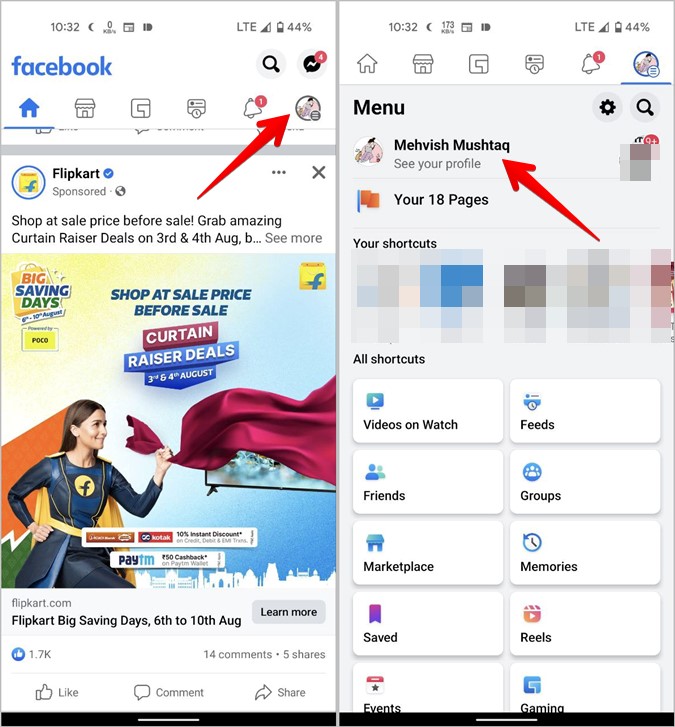 Enlace de Facebook para móvil de perfil
