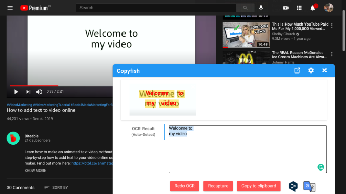 extraer texto en la web utilizando peces de copia
