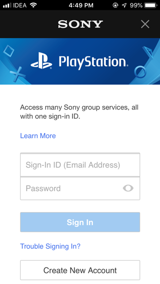 Juega juegos de PS4 en iPhone y iPad- Iniciar sesión