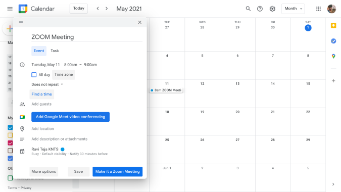 Creando un evento en el calendario de Google