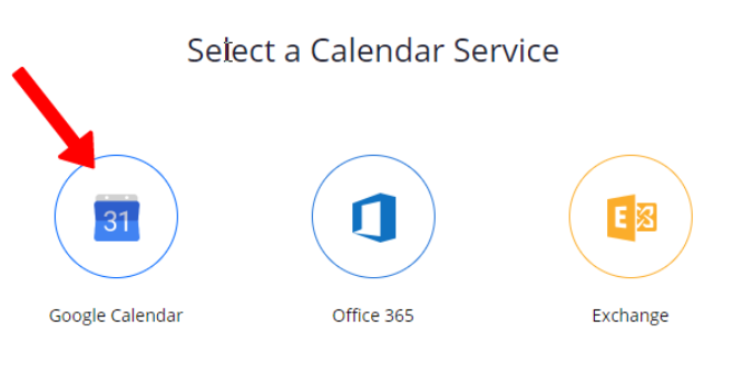 Seleccione el calendario de Google como servicio de calendario