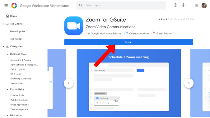 Instalar zoom para el complemento GSUITE