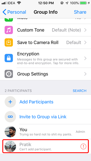 Evitar que la gente te agregue a los grupos de whatsapp, no puedo agregar