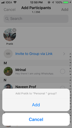 Evitar que la gente te agregue a los grupos de whatsapp- Agregar