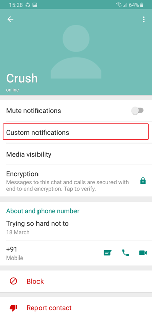 Notificación personalizada de WhatsApp- Perfil