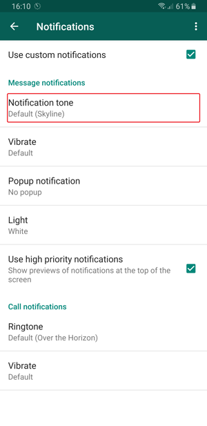 Notificación personalizada de WhatsApp: tono