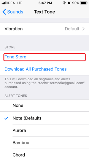 Notificación personalizada de WhatsApp: tienda de tono