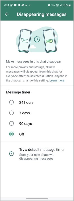 Whatsapp desapareciendo mensajes tiempo