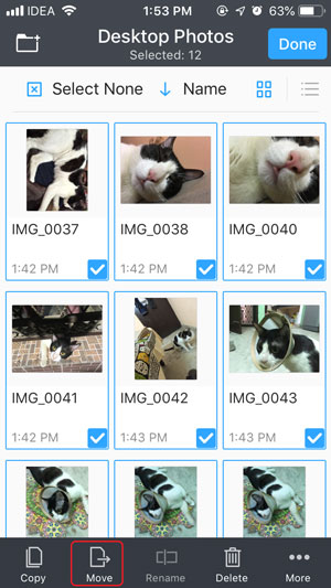 Transferir fotos de PC a iPhone sin iTunes: seleccione todo