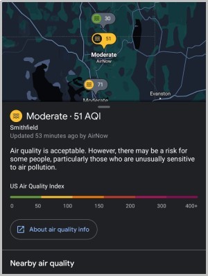 Información sobre la calidad del aire de un área específica en Google Maps