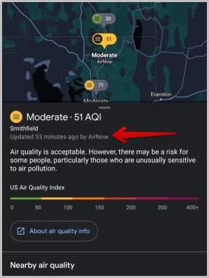 Actualización de calidad del aire en Google Maps