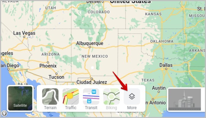 Más opciones de capas en Google Maps Aplicación web de escritorio