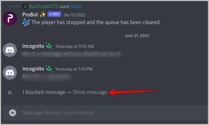Ver mesas bloqueadas en Discord Server