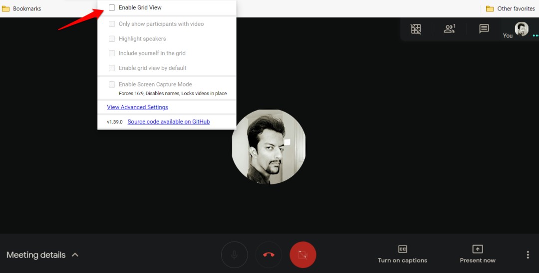Configuración de la vista de la cuadrícula de Google Meet