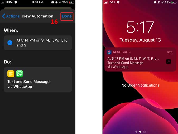 Programe mensajes de whatsapp en iOS 13