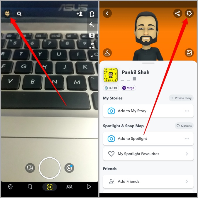Abra la configuración de Snapchat