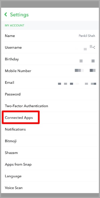 Configuración de Snapchat