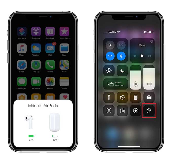 Conectando AirPods y la audiencia de apertura del Centro de control