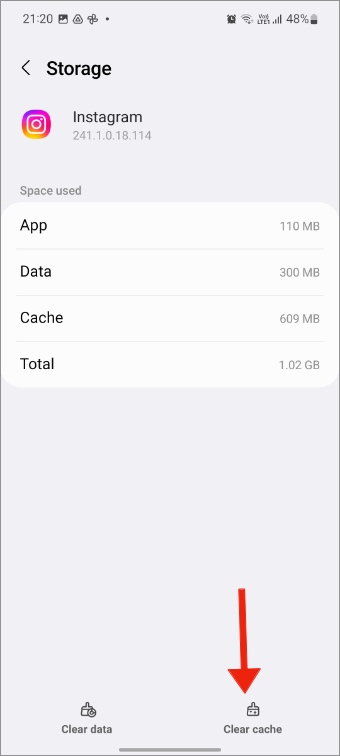 Borrar caché de Instagram
