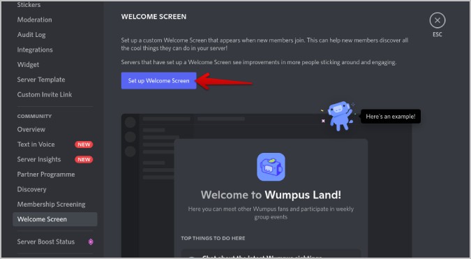 Configuración de la pantalla de bienvenida en Discord