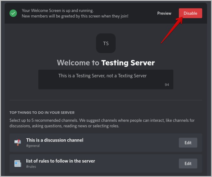 Desactivar la pantalla de bienvenida en Discord