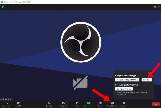Escribiré la opción de subtítulos en zoom