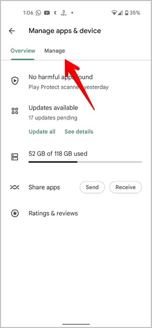 Android Play Store Administrar aplicaciones