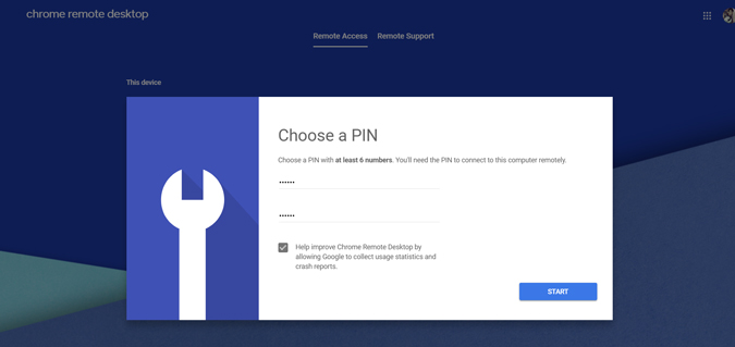 Configuración de PIN para acceder a Chrome Remote Desktop