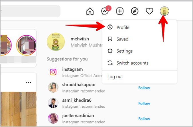 Perfil del sitio web de Instagram