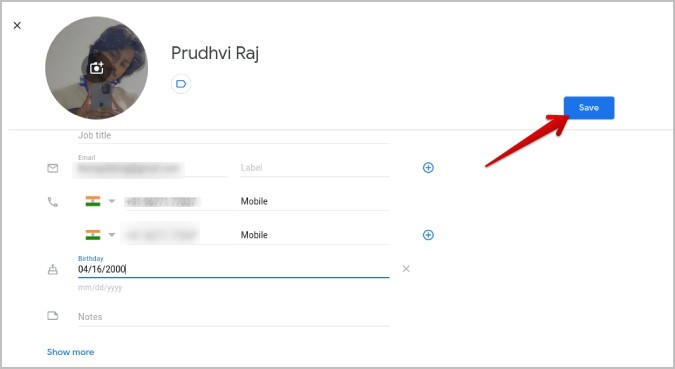 Guardar contactos de Google