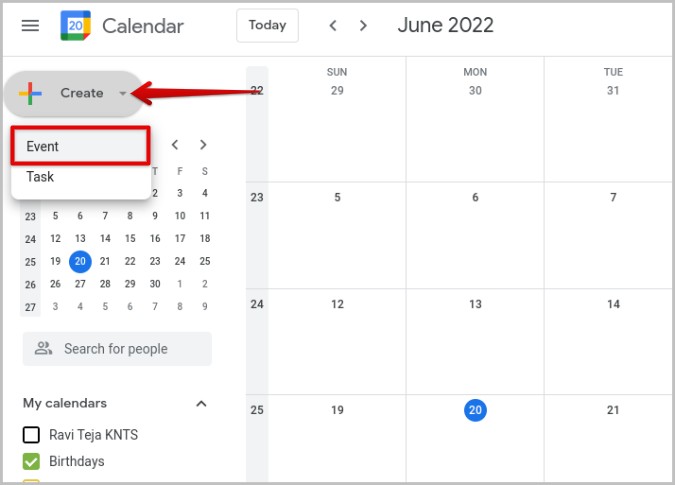Creando un evento en el calendario de Google