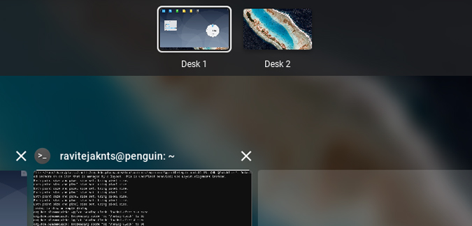Uso de la opción de escritorio múltiple para cambiar entre Linux y Chromeos