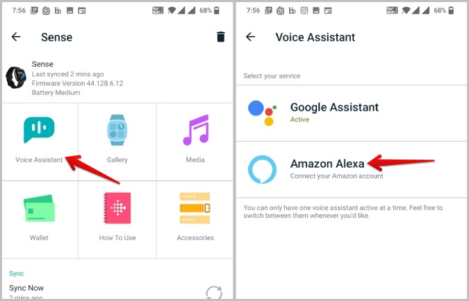 Asistente de voz de Alexa en la aplicación Fitbit