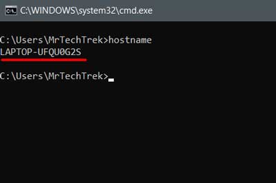 nombre de host de CMD