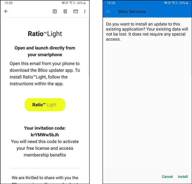 Instalación de la luz de la relación desde el sitio web de BLLOC