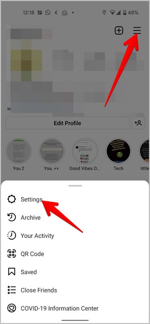 Configuración de Instagram inmutada