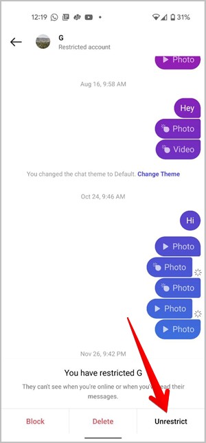 Mensajes de Instagram Unrestricto