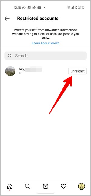 Configuración de Instagram Unrestricto