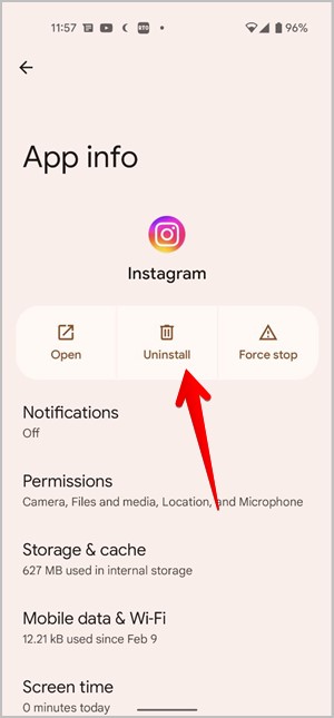 Instagram desinstala Android
