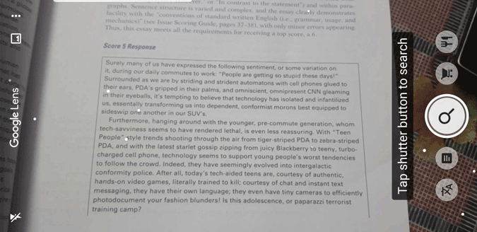 Escaneo de texto a través de Google Lens