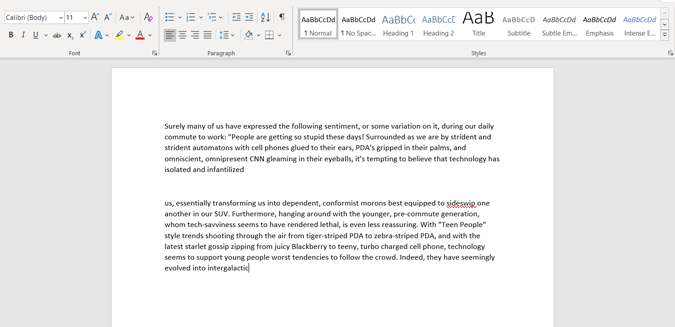 pegar texto copiado en Microsoft Word
