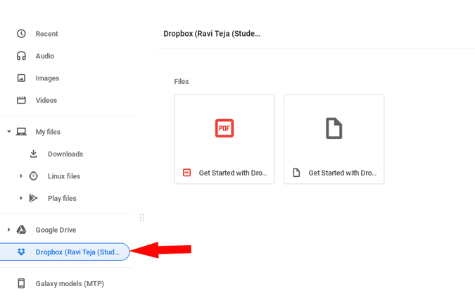 Dropbox instalado en Chromebook