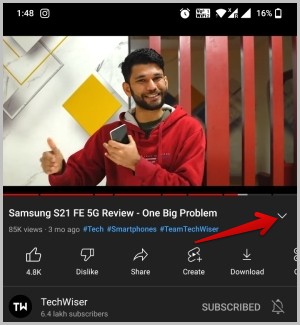 Descripción de apertura en YouTube Mobile