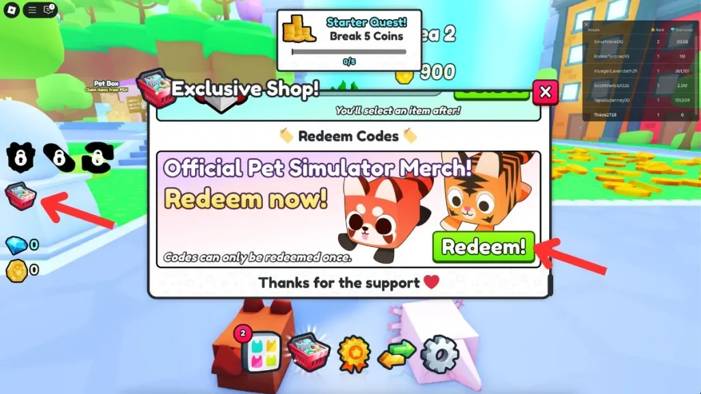 canjear los códigos 99 de Roblox Pet Simulator 99